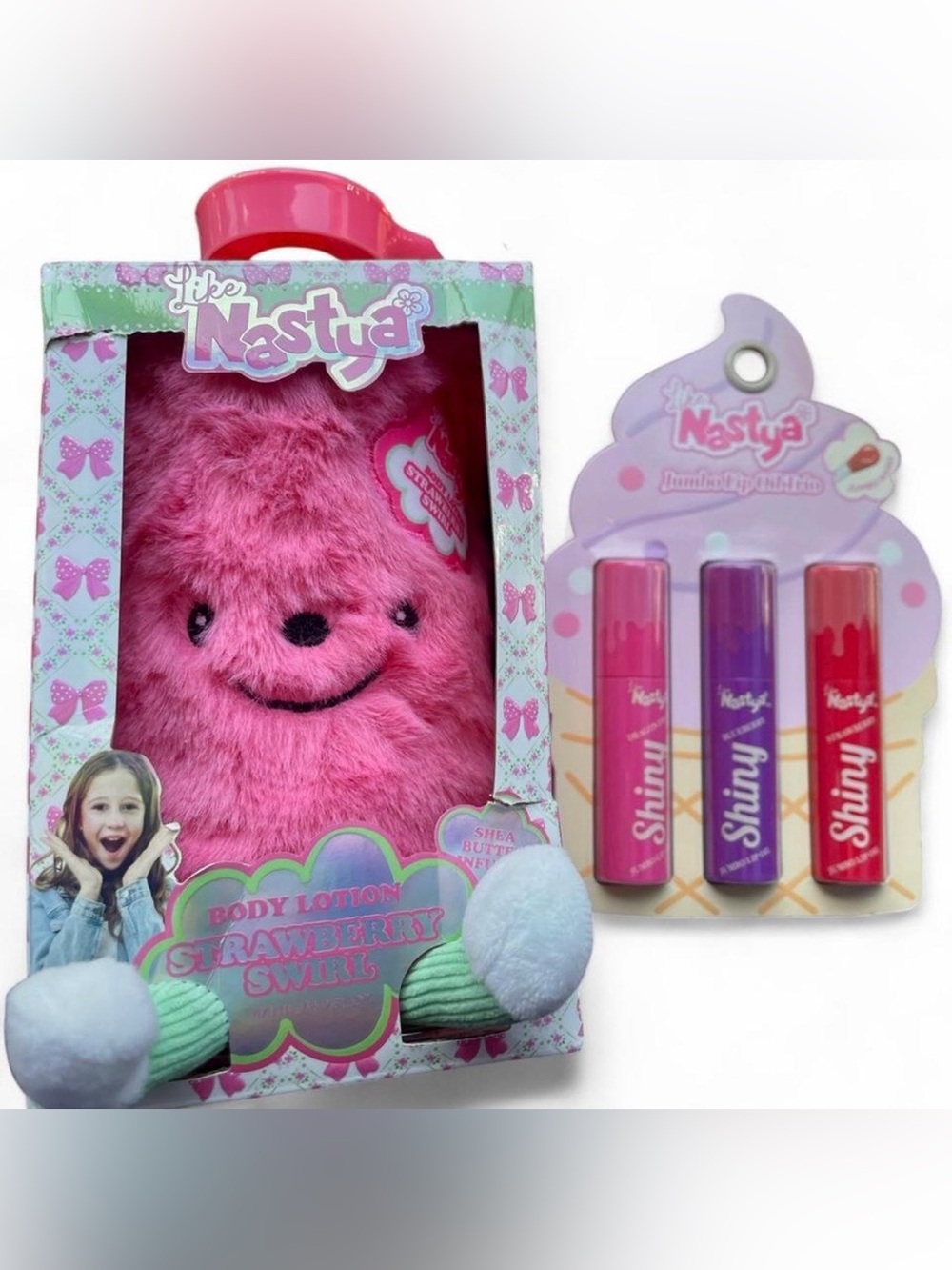 Like Nastya strawberry swril lotion and lip oil set